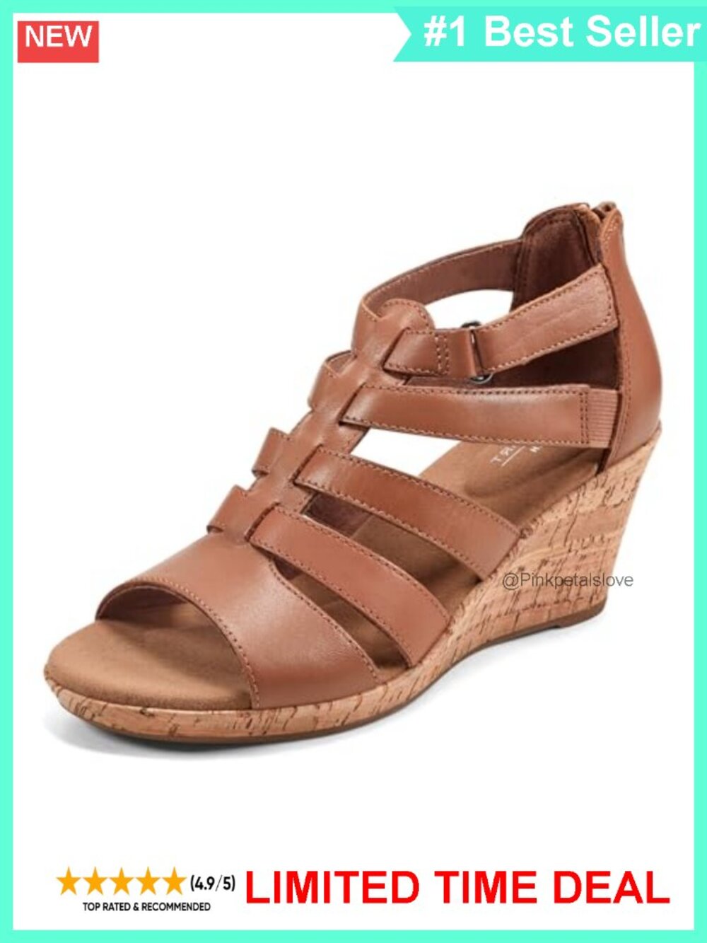 Full-Grain Leather Gladiator Platform Wedge Sandals Arch Support Lightweight